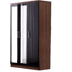 DC Conrad 3 Door Mirrored Wardrobe Black/Walnut